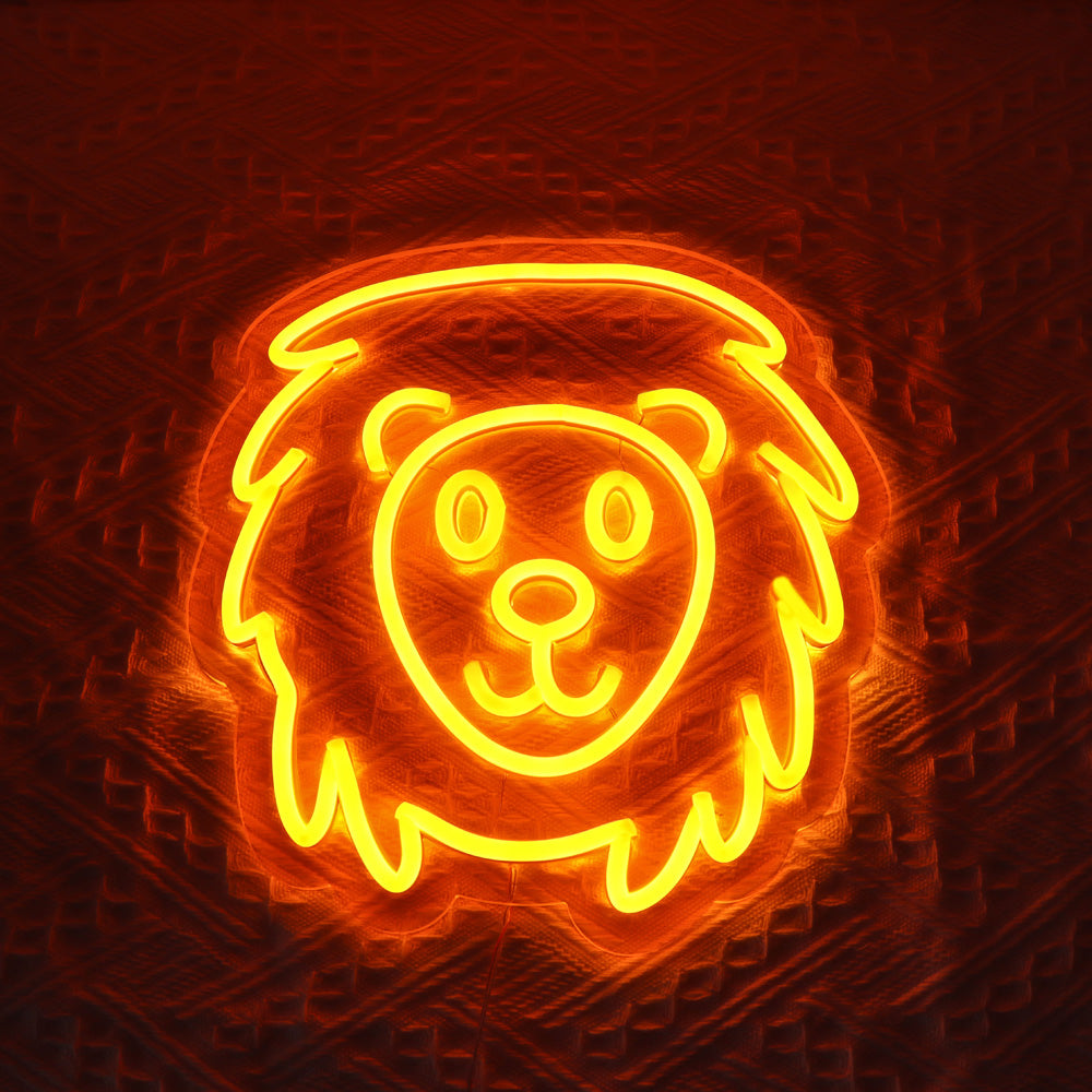 Cute lion neon lights with orange lighting, wall mounted led neon sign for kids room
