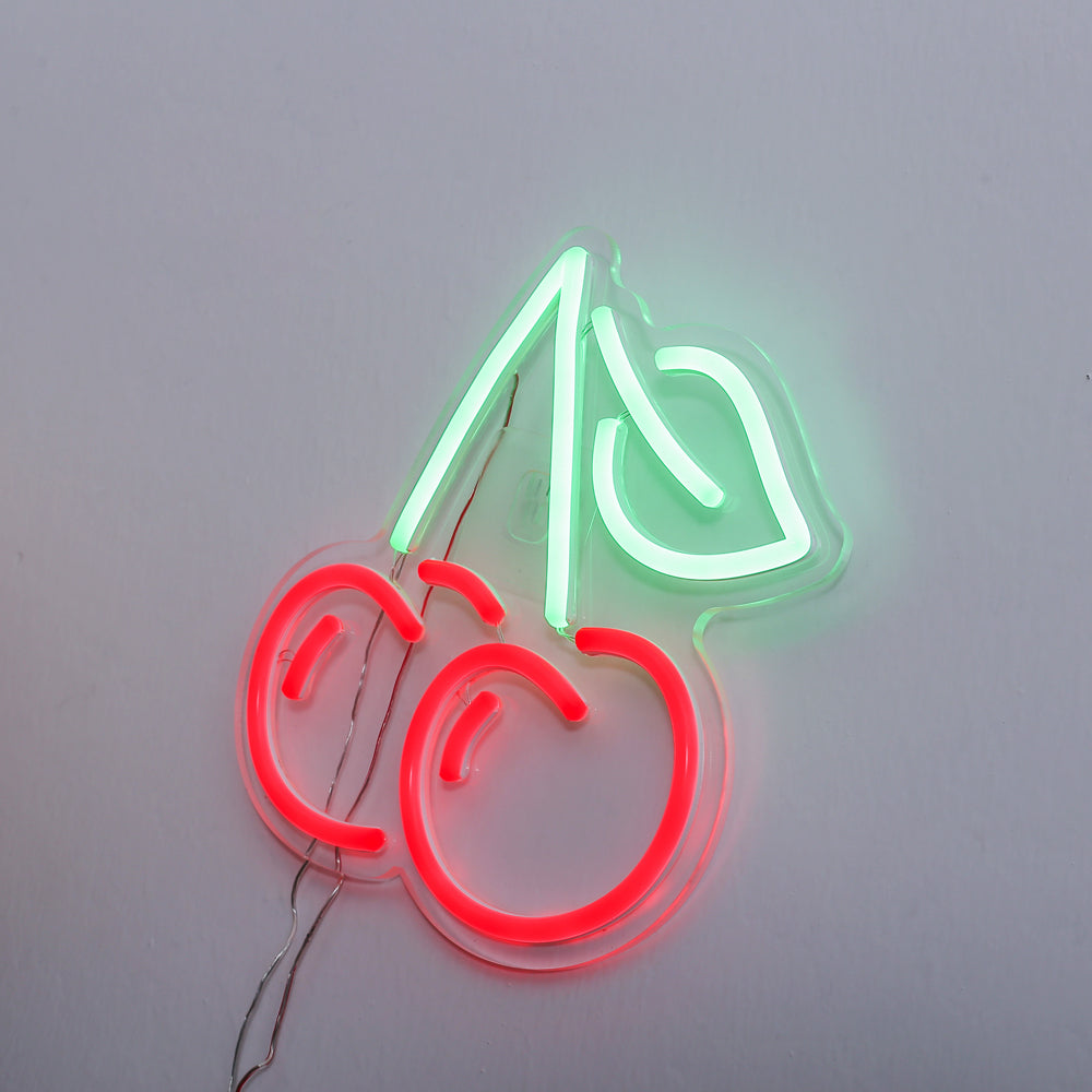 Red lighting cherry neon sign, led neon sign board,flex neon sign for fruit shop