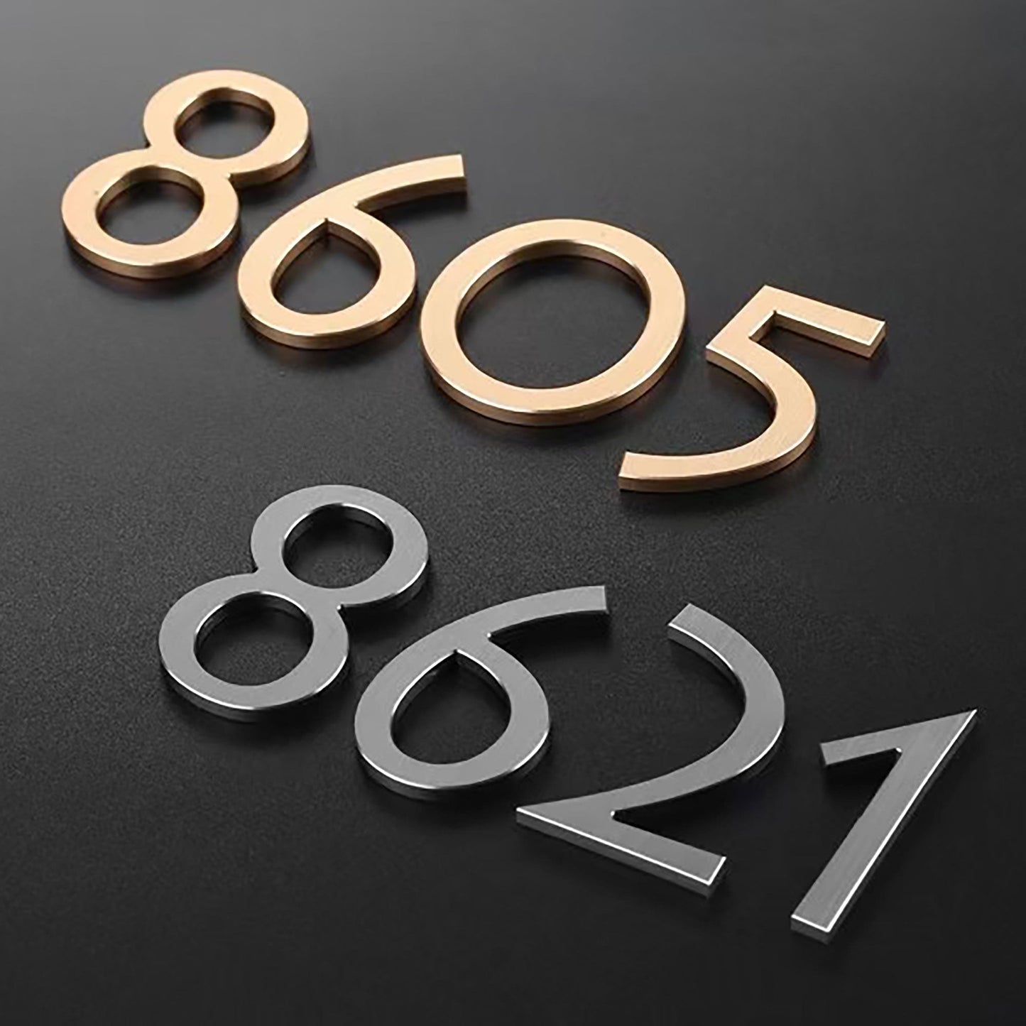 Custom gold silver house numbers hotel indoor door signs engraved stainless steel letters