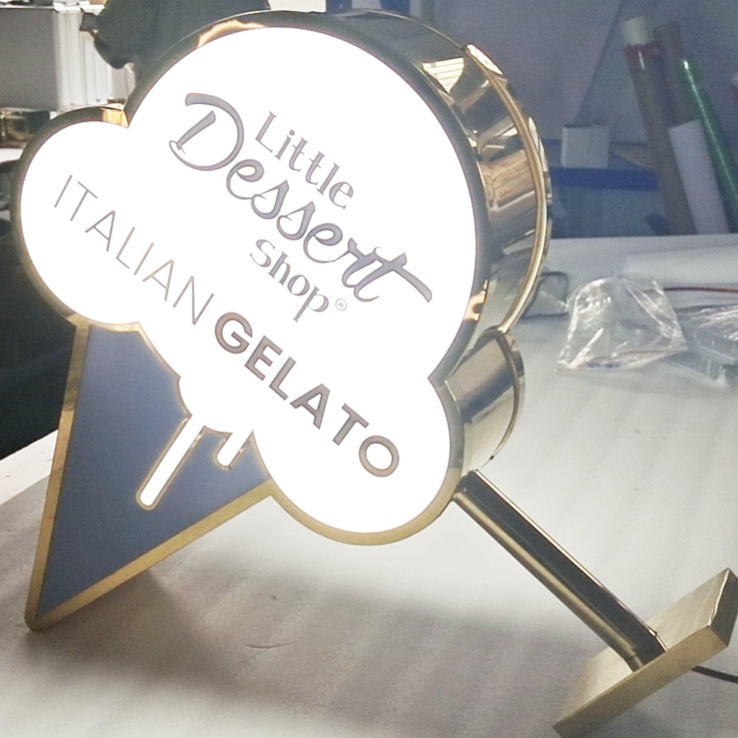 Custom Blade Sign Coffee Shop Double Sided Illuminated Stainless Steel Lightbox Signage