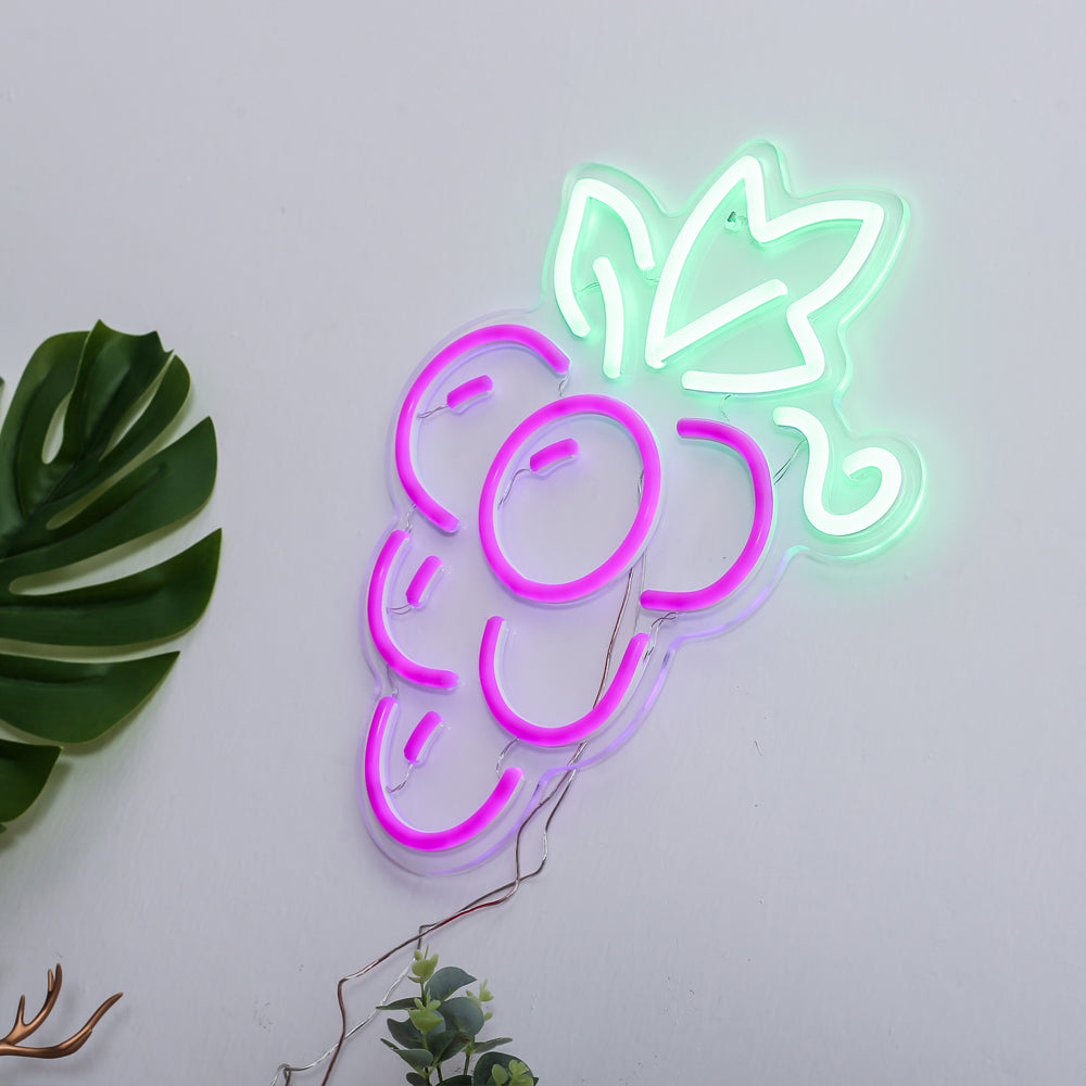 purple grape neon sign, led neon sign board,flex neon fruit sign