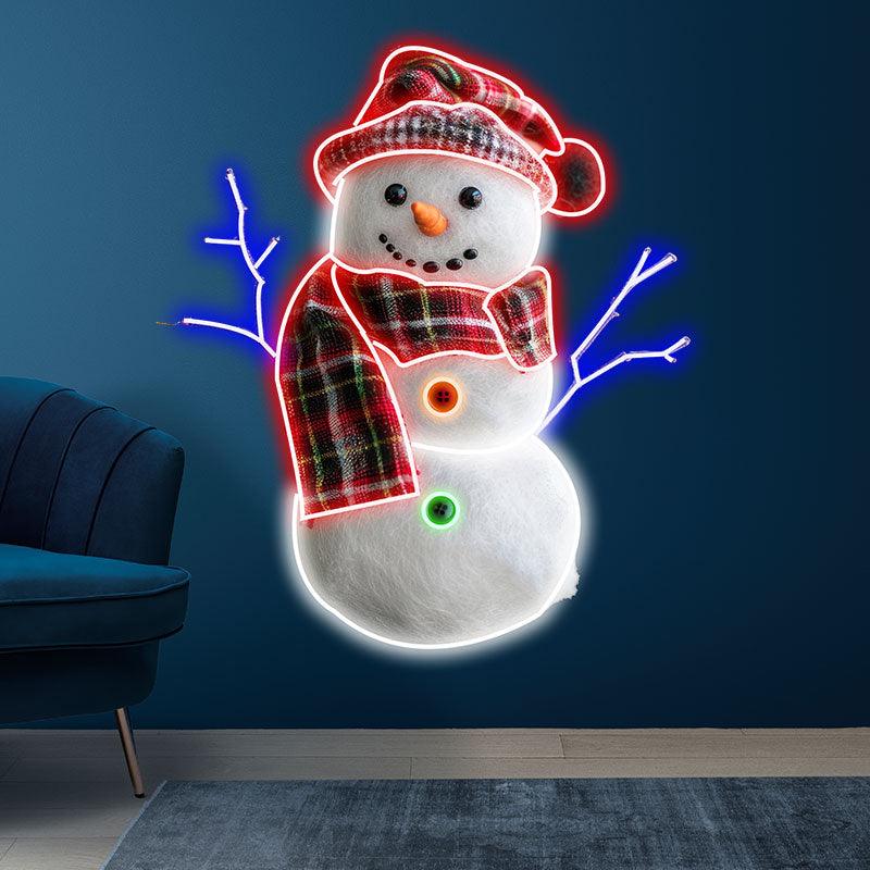 Cute Snowman Neon signs | LED Lights with Hat & Scarf | Perfect for Holiday Decorations & Gifts