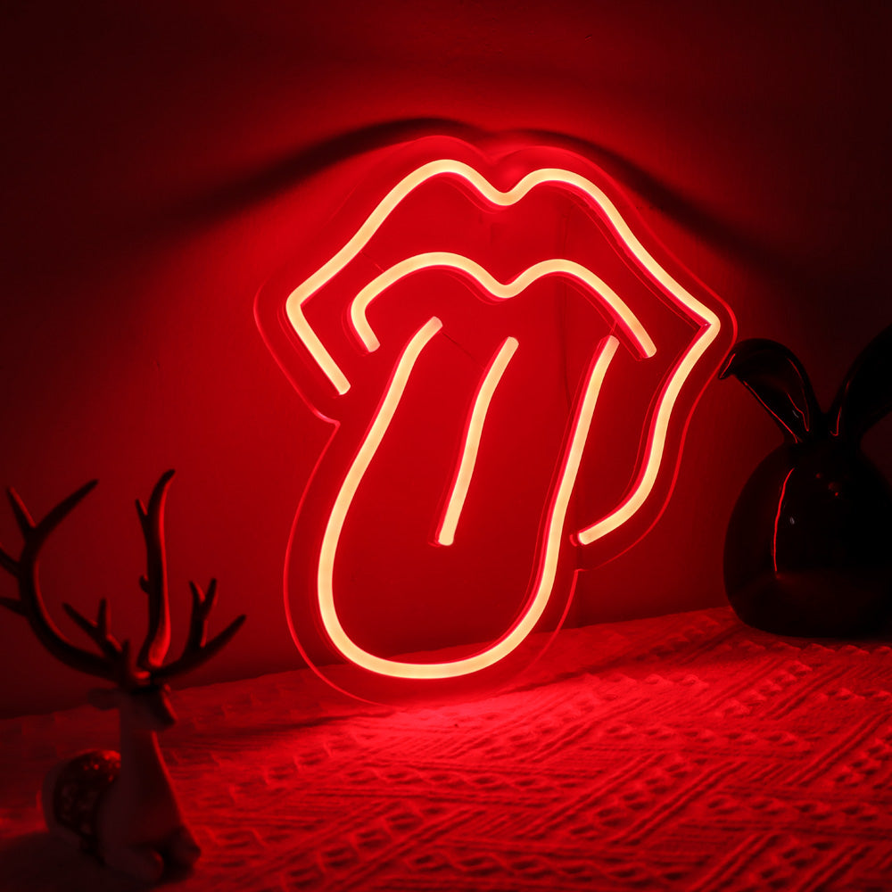 mouth neon lights, tongue led neon sign, led neon board,flexible led neon,faux neon