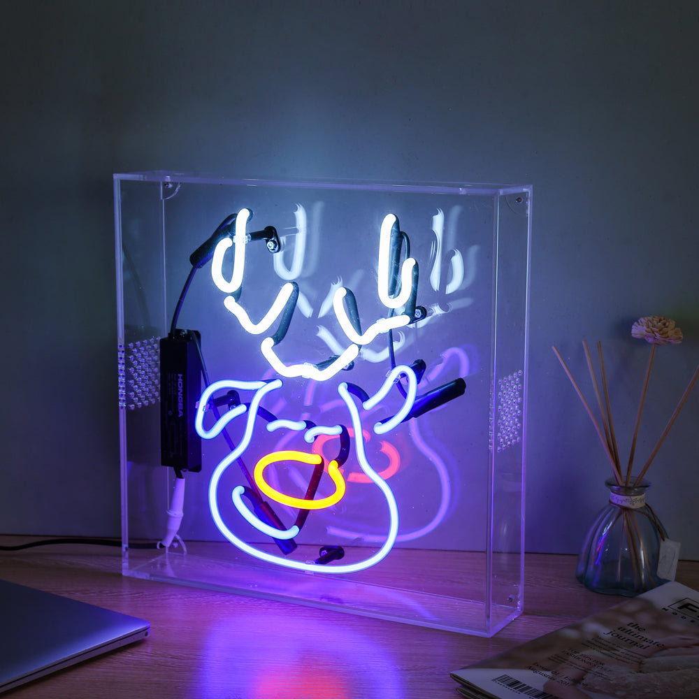 Reindeer neon sign for X'mas,home decoration neon sign,glass neon tube sign in box