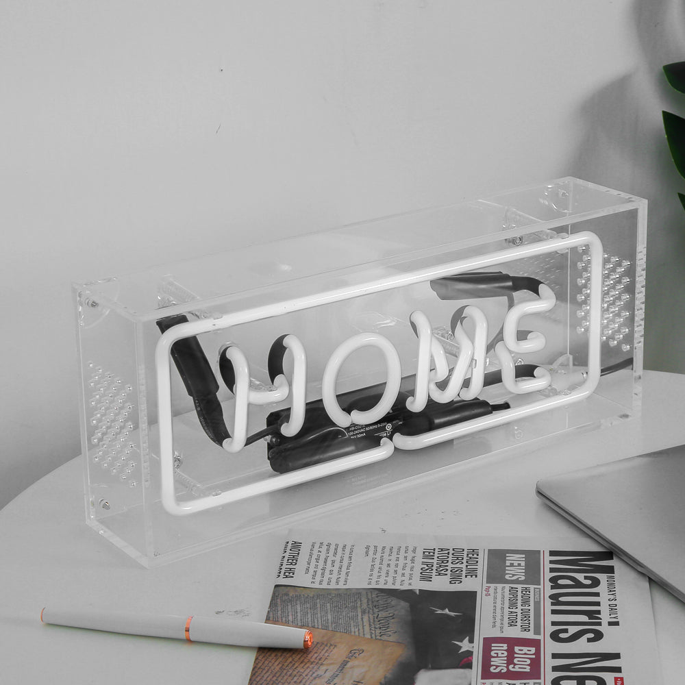 ice blue lighting"HOME" neon sign,home decoration neon sign,glass neon tube sign