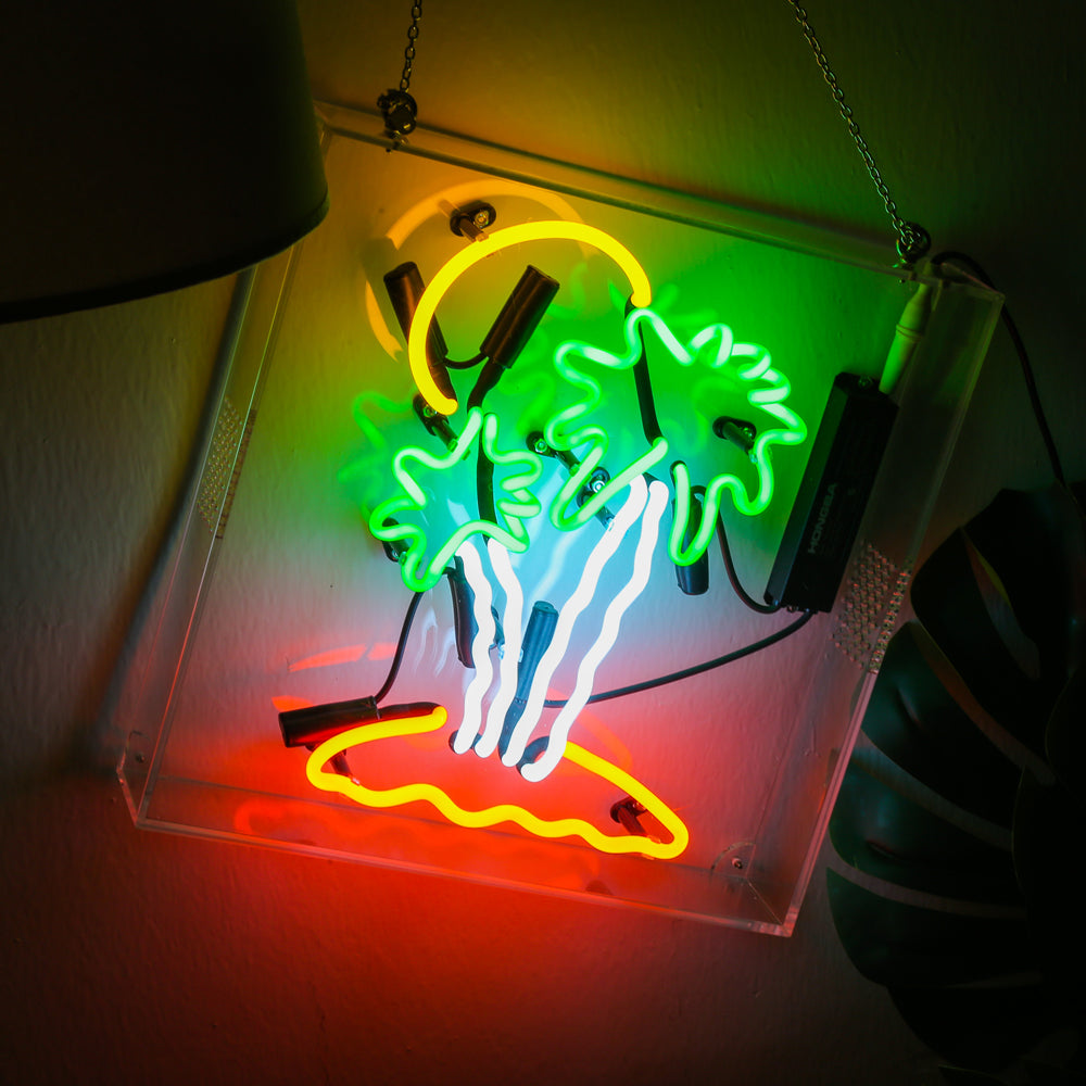palm tree neon sign,home decoration neon sign,glass neon tube sign in box
