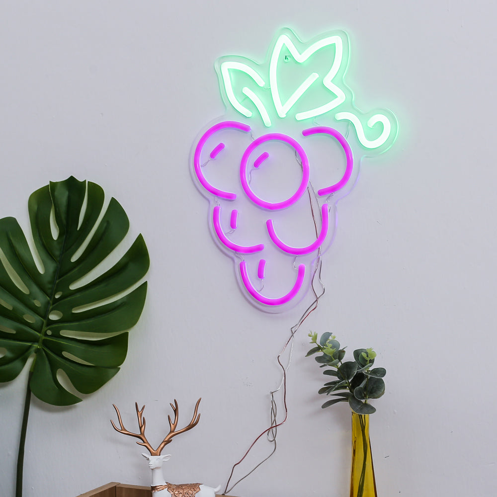 purple grape neon sign, led neon sign board,flex neon fruit sign