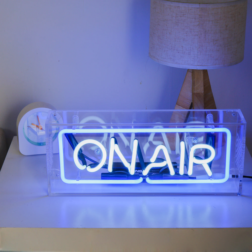 "ON AIR" ice bule lighting neon sign,table box led neon flex sign,glass neon tube sign