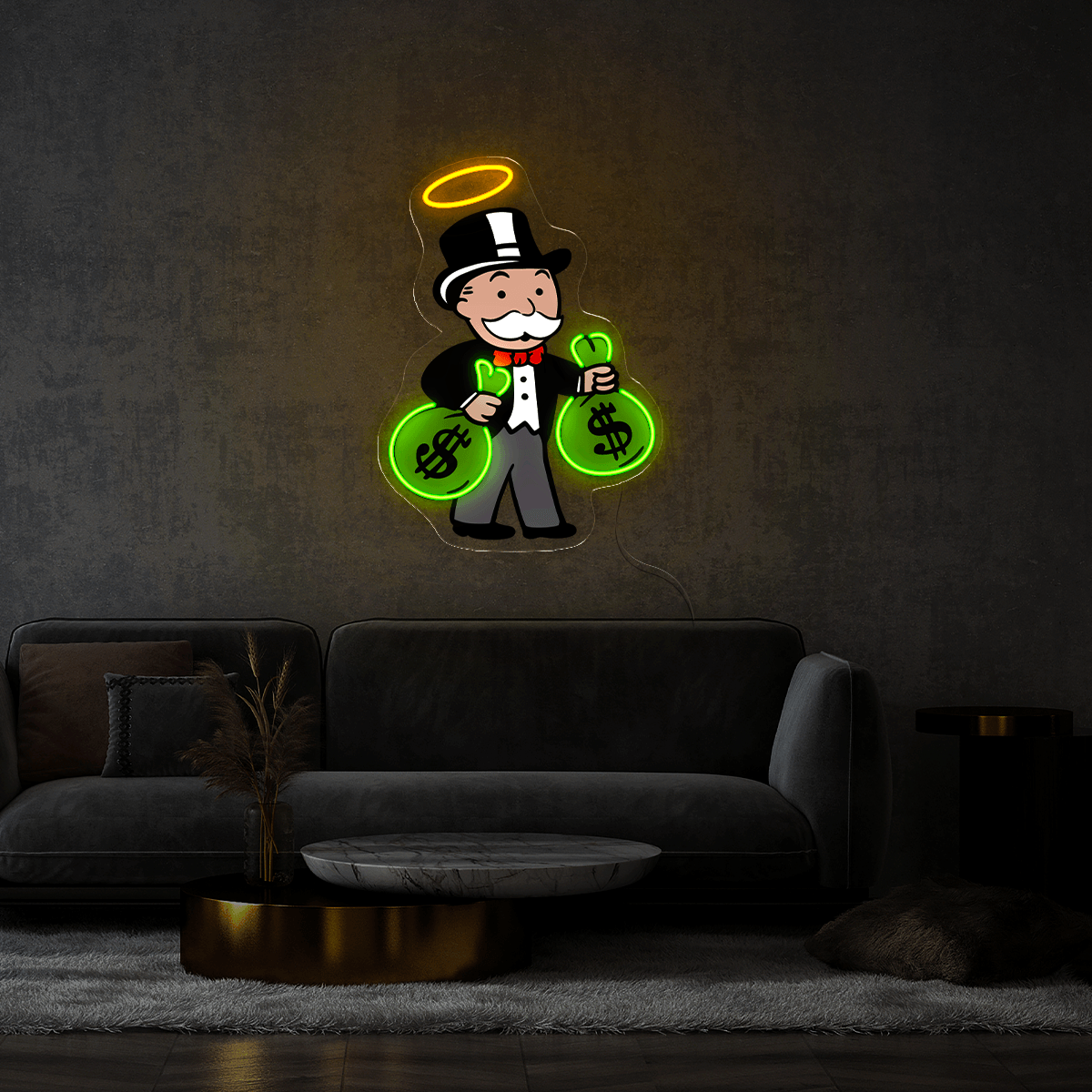 Monopoly Man Money Bag Artwork Led Neon Sign