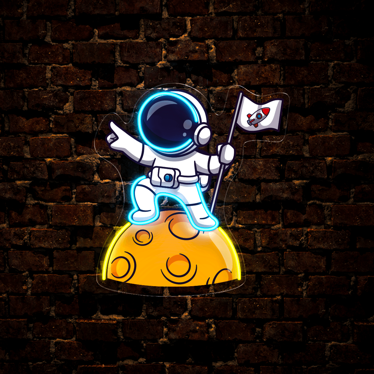 Cute Astronaut Lay On Moon  Artwork Led Neon Sign