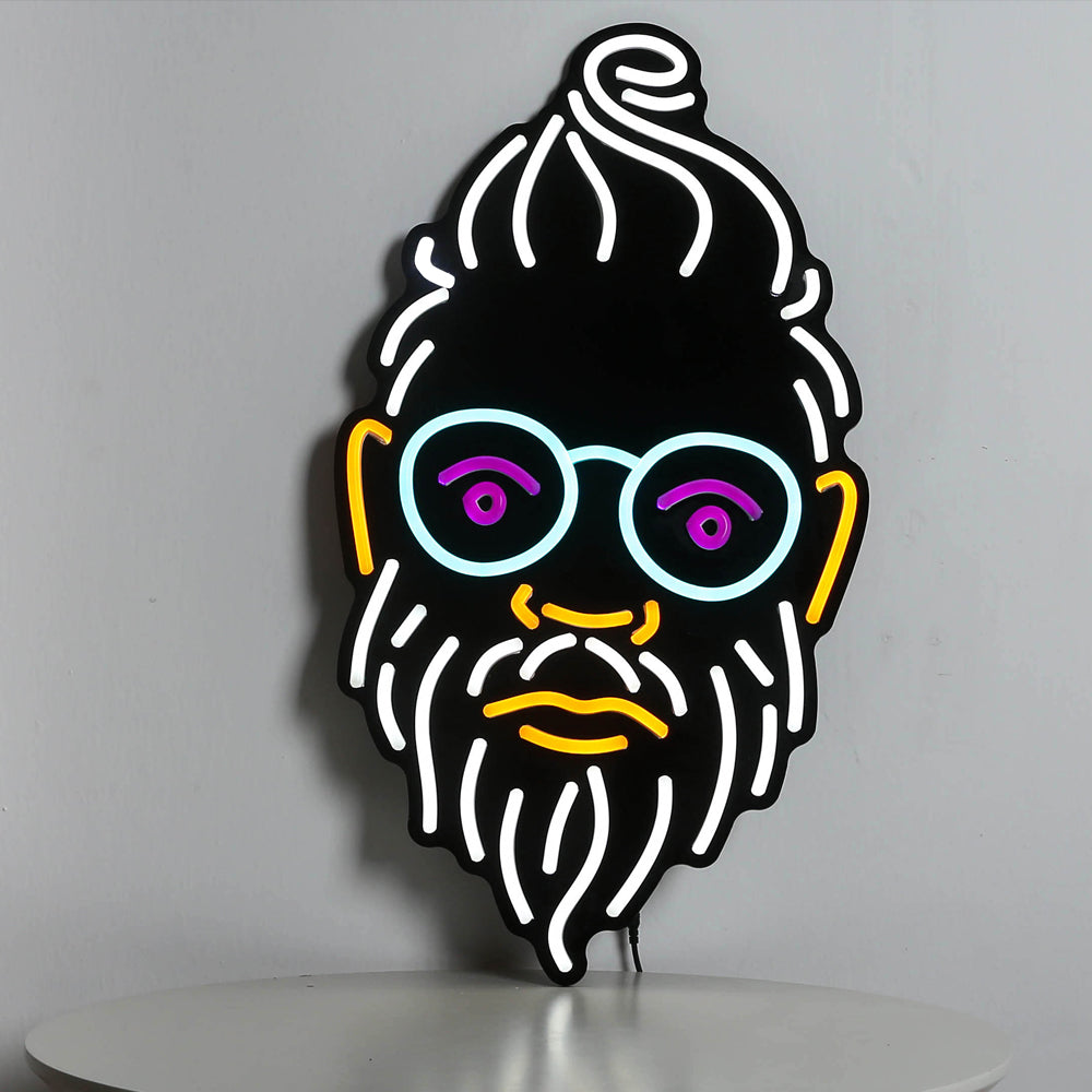 Old man neon sign with black backboard, led flexible neon sign, wall mounted neon sign
