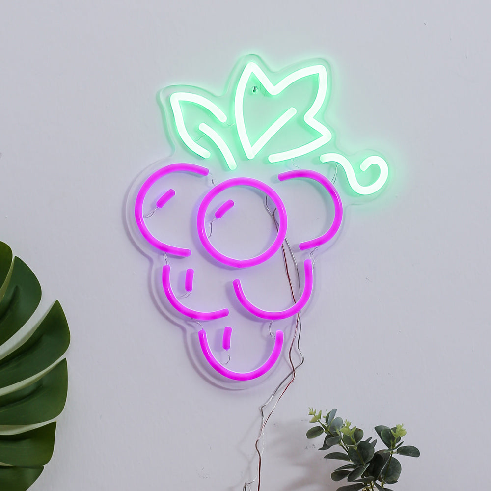 purple grape neon sign, led neon sign board,flex neon fruit sign