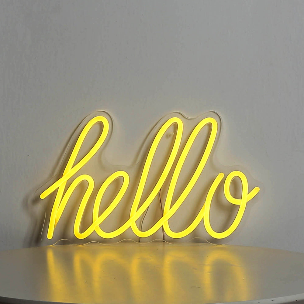 "HELLO" neon sign, led neon sign board,flex neon sign,wall hanging neon sign