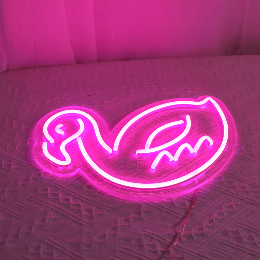 Duck led neon sign with pink led lighting, led neon sign for wall decoration