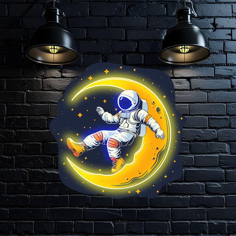 Lunar Explorer: Astronaut on the Moon Neon signs Light - Captivating LED Decor for Space Enthusiast