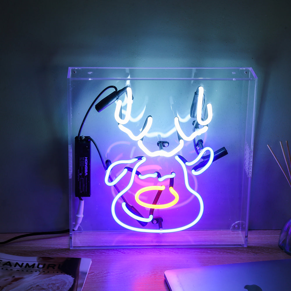 Reindeer neon sign for X'mas,home decoration neon sign,glass neon tube sign in box