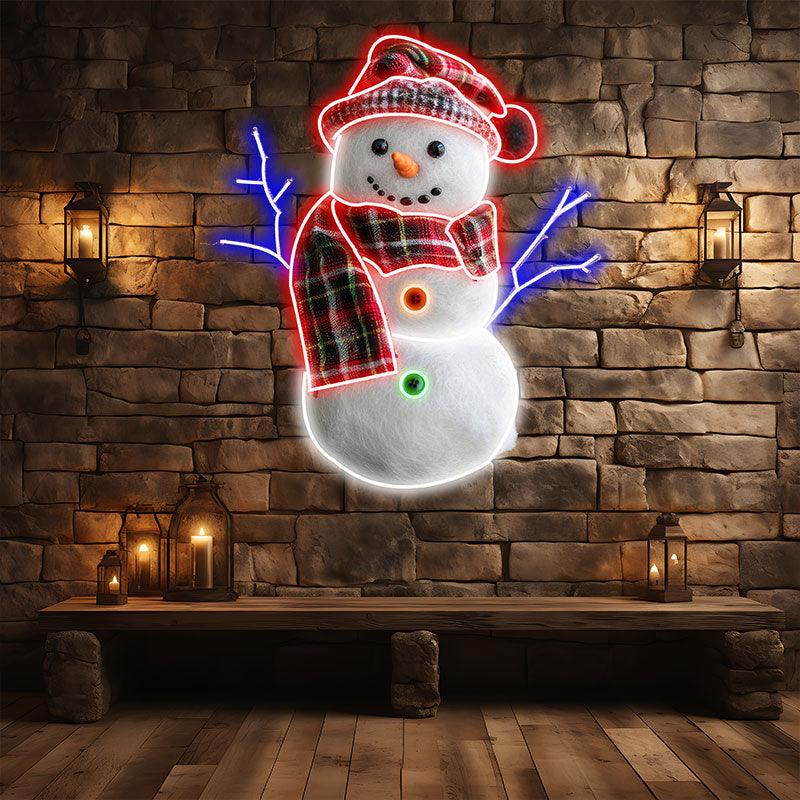 Cute Snowman Neon signs | LED Lights with Hat & Scarf | Perfect for Holiday Decorations & Gifts