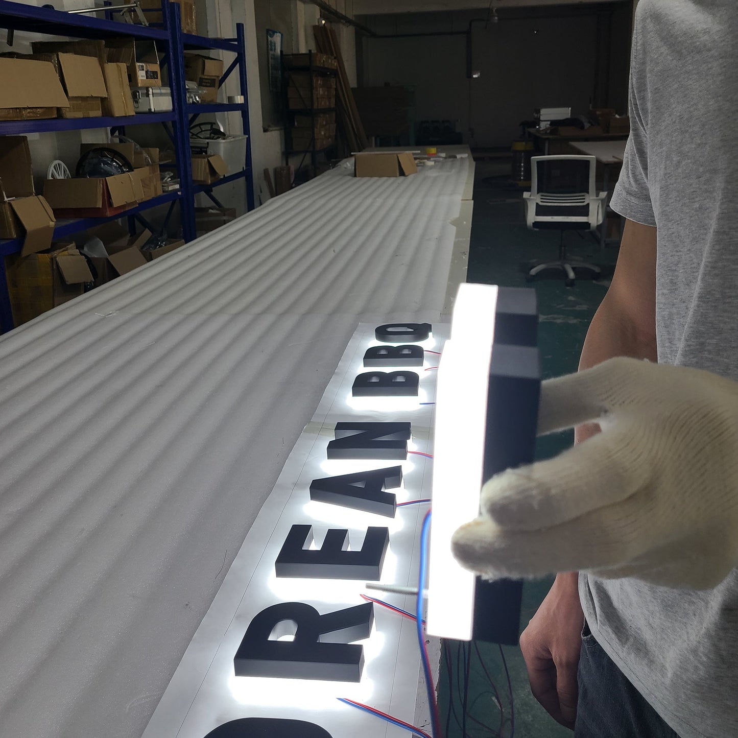 Custom 3D LED backlit stainless steel reverse channel letters exterior company decoration halo lighting logo sign