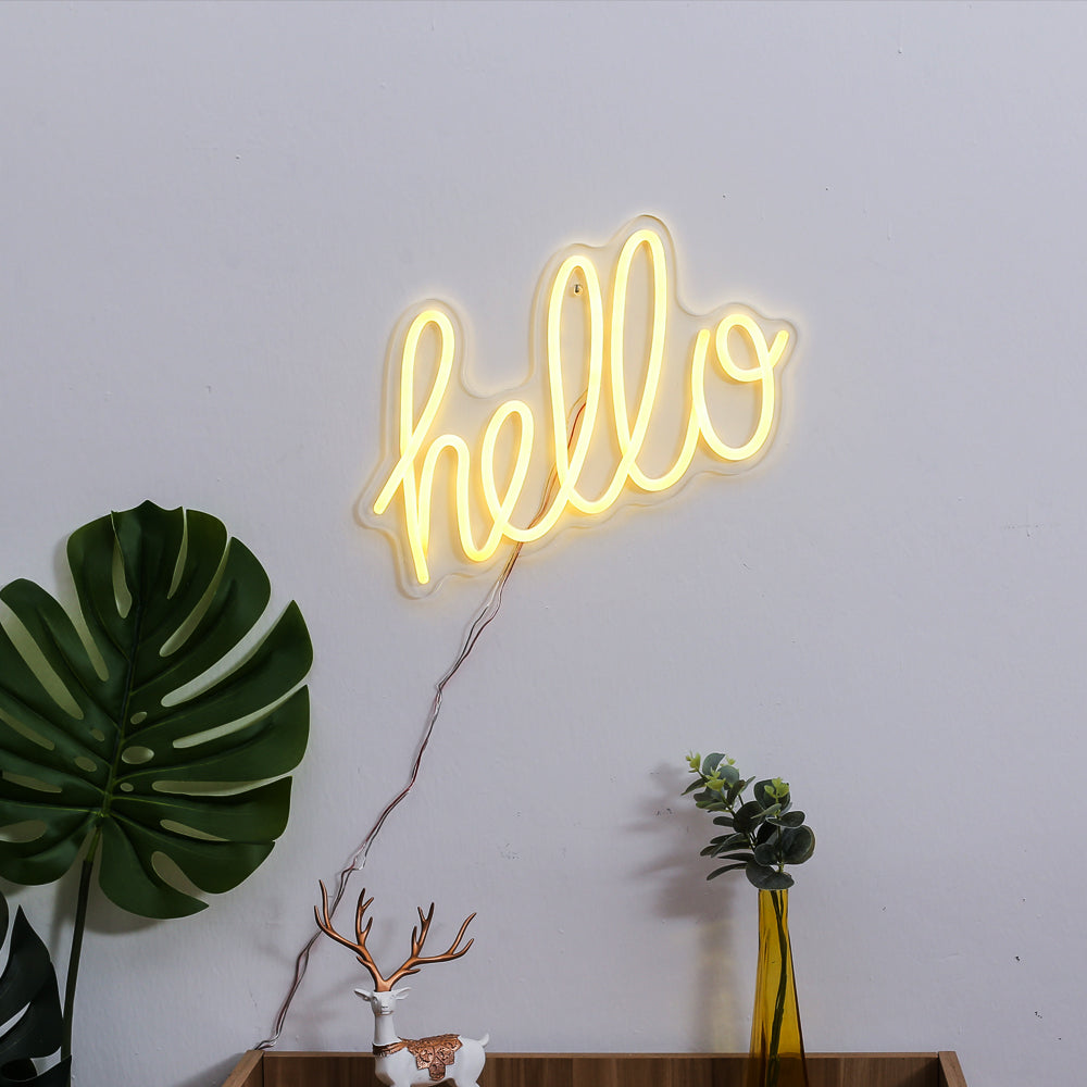"HELLO" neon sign, led neon sign board,flex neon sign,wall hanging neon sign