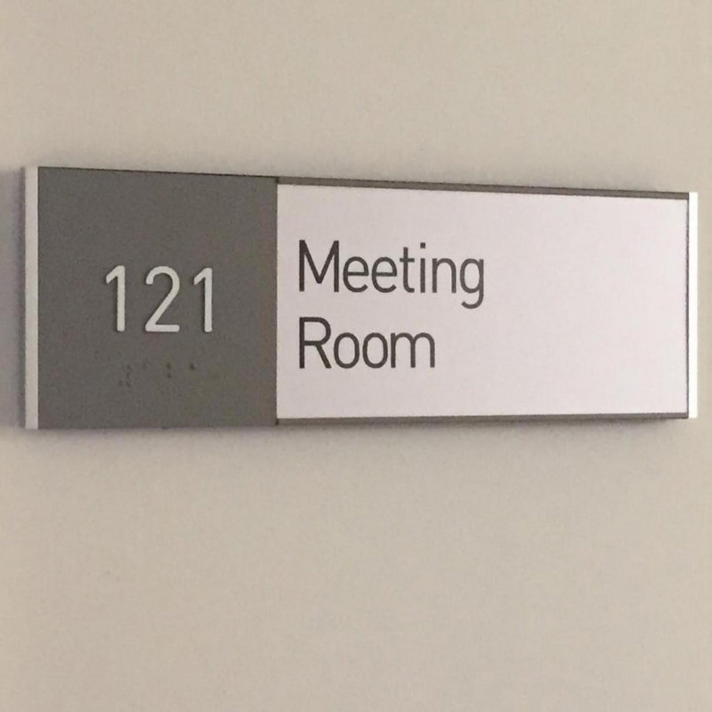 Interior signgae ADA sign raised letters wayfinding office building sign wall conference room sign braille signage