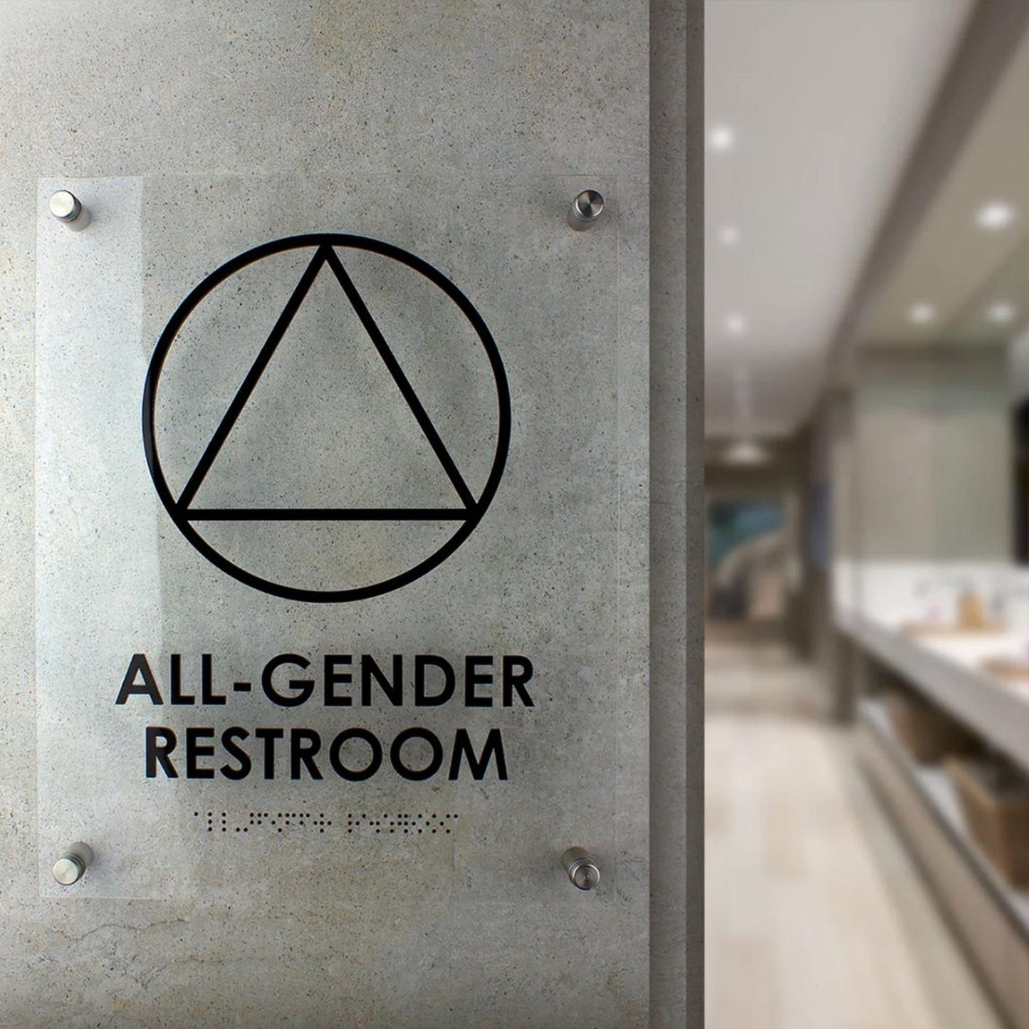 Plastic Braille Door Signage Transparent Acrylic Plaque Sign Restroom Office Wall Braille Sign