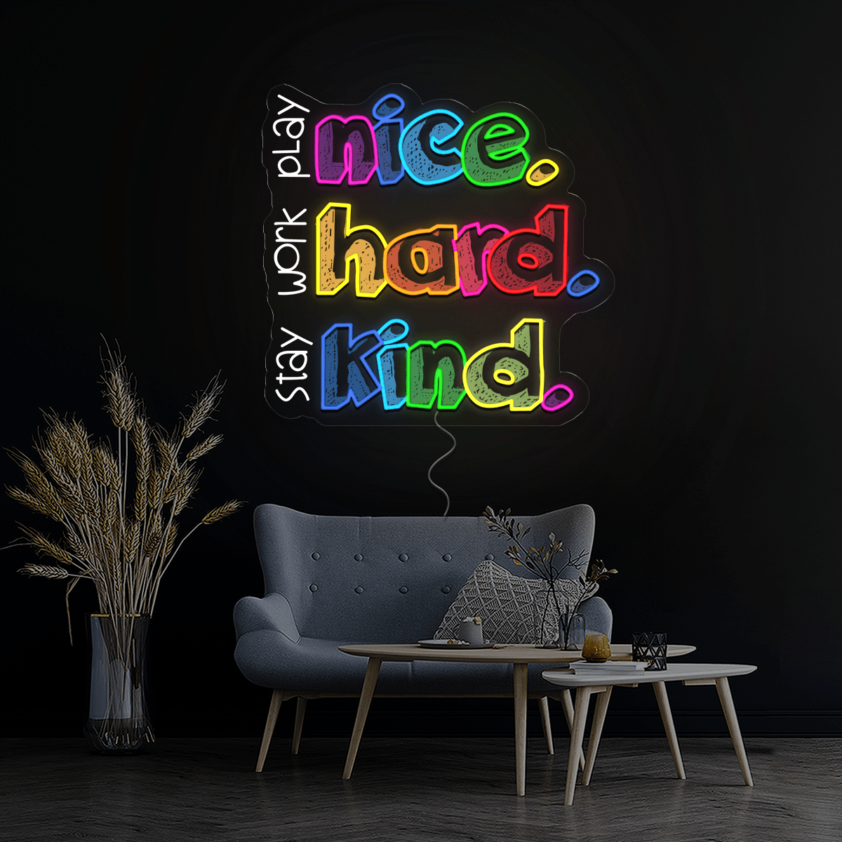 Nice Hard Kind Back To School Artwork Neon Sign