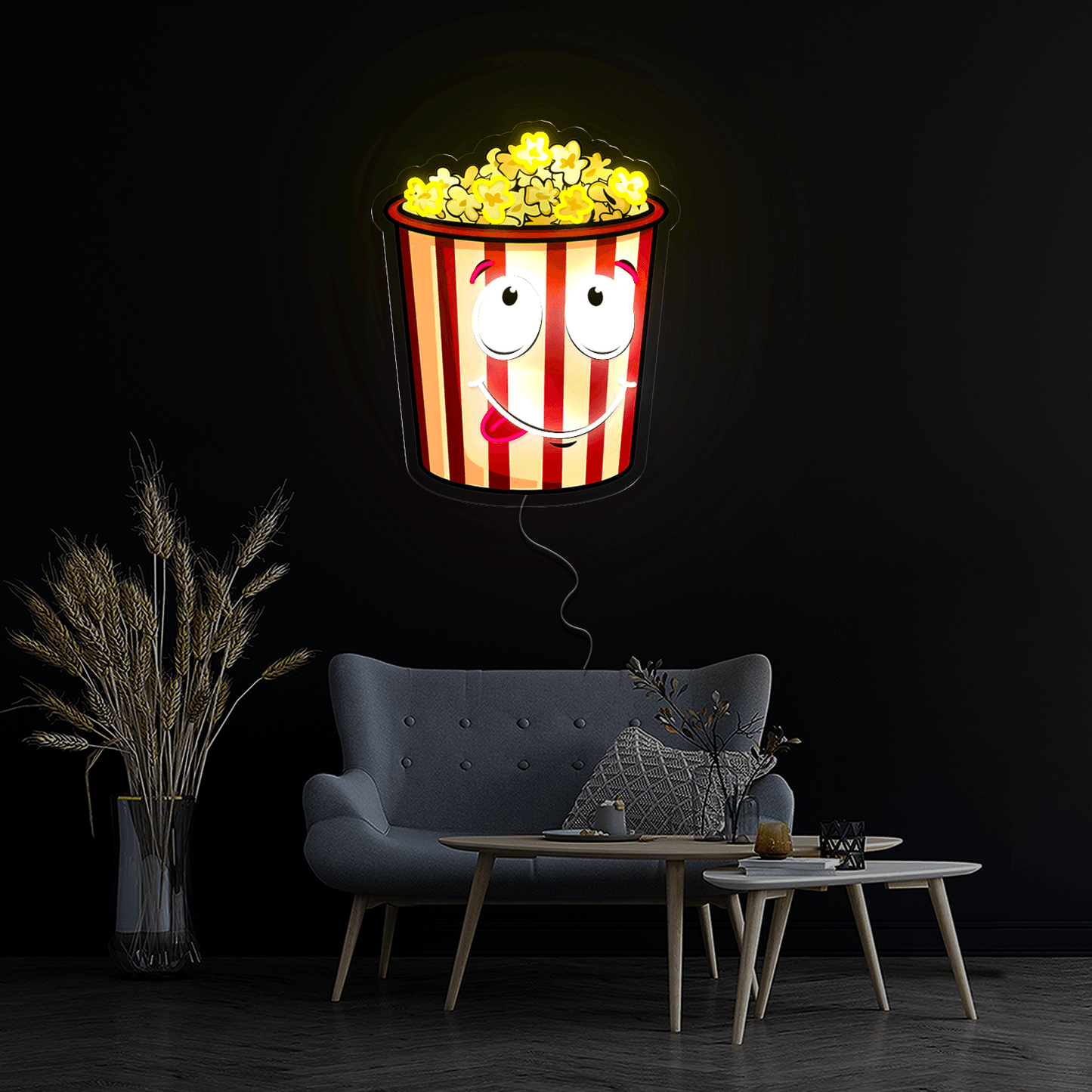Funny Popcorn Artwork Neon Sign