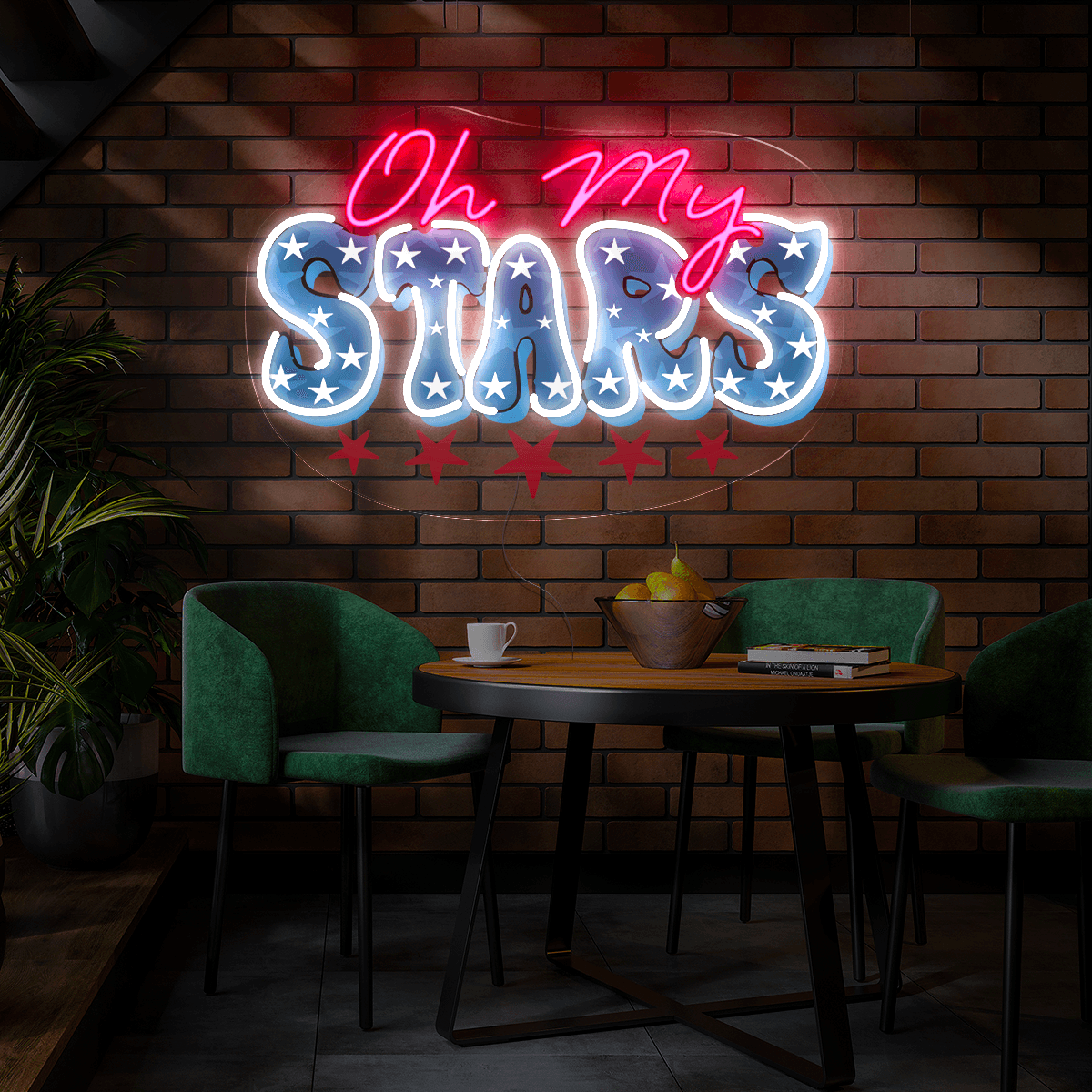 Oh My Stars 4th of July Artwork Neon Sign