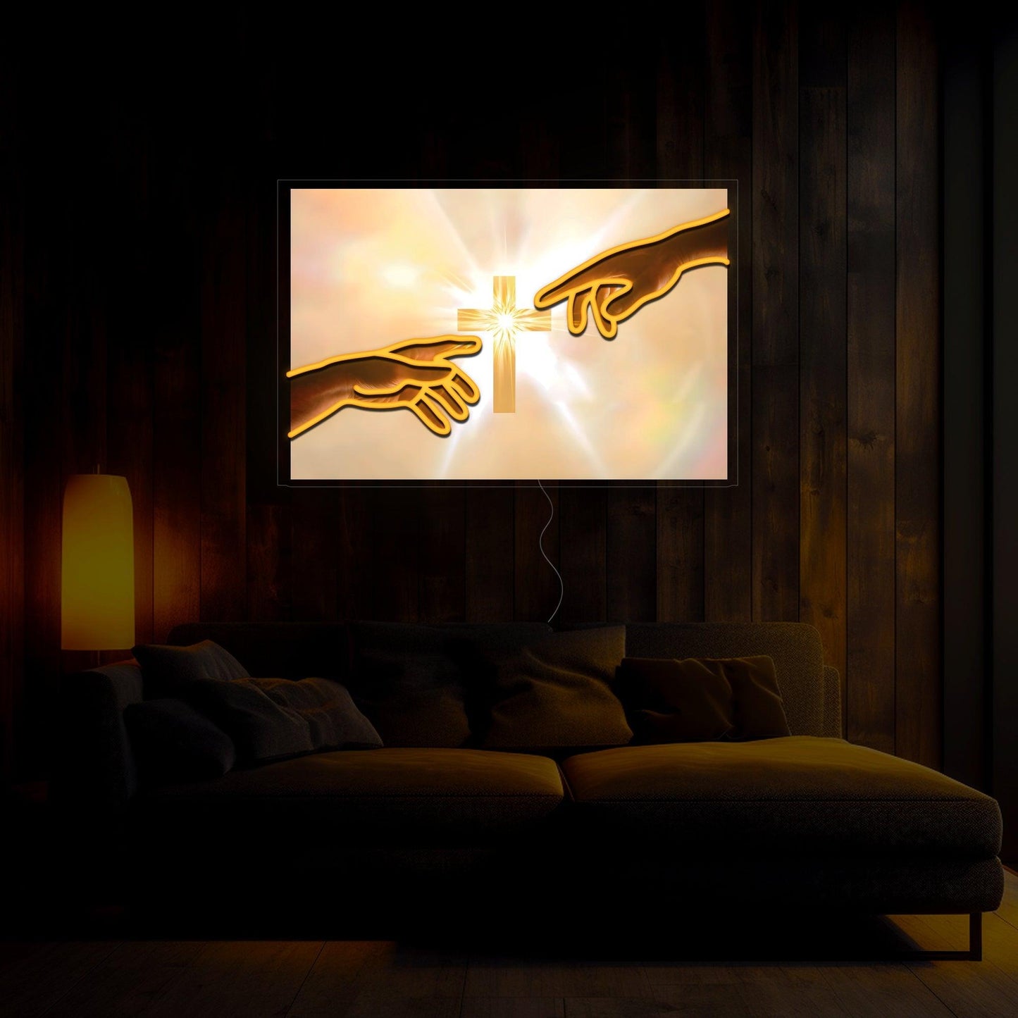 Jesus Hand Touch Artwork Neon Sign