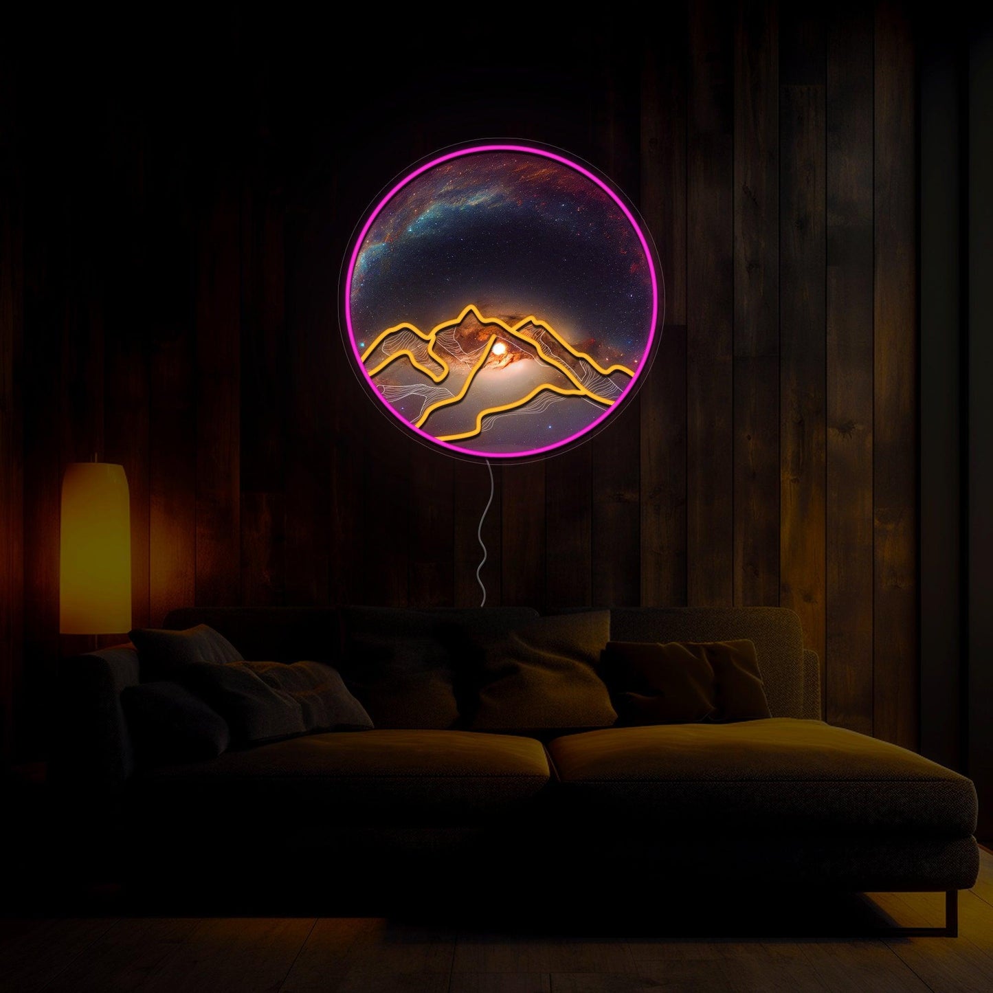 Mountain At Night Artwork Neon Sign