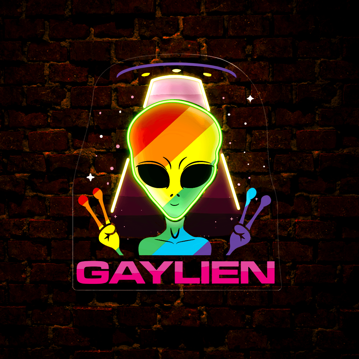 Funny LGBT Pride Gaylien Artwork Neon Sign