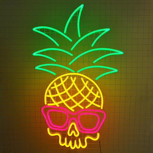 TROPICAL PINEAPPLE SKULL neon signs