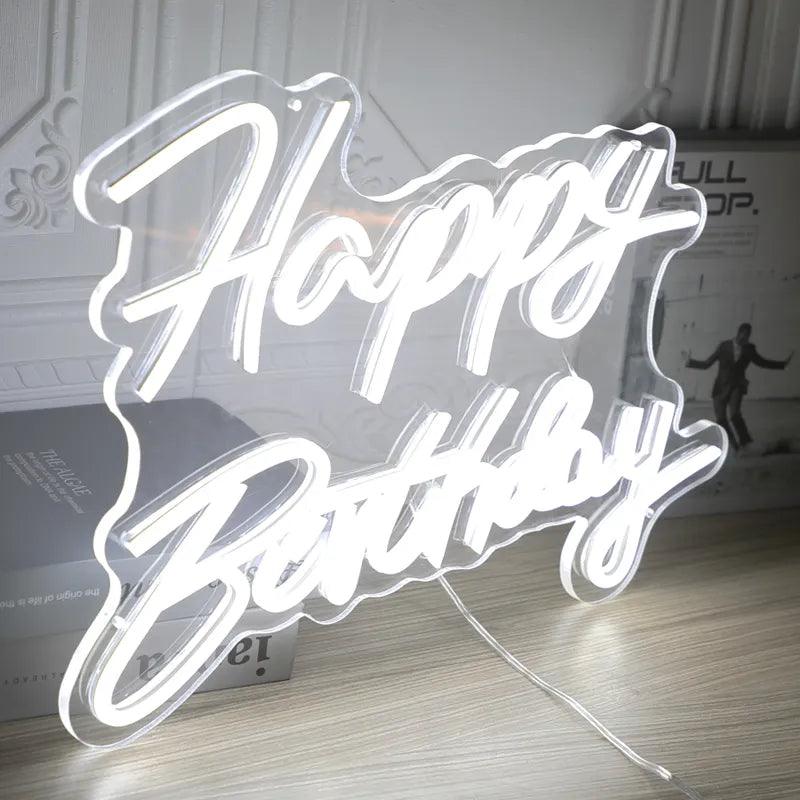 Happy Birthday Led Neon Sign for Birthday Party Decor Neon Light Home Hanging Decor