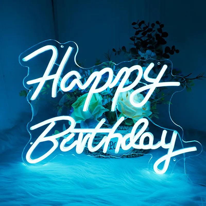 Happy Birthday Led Neon Sign for Birthday Party Decor Neon Light Home Hanging Decor