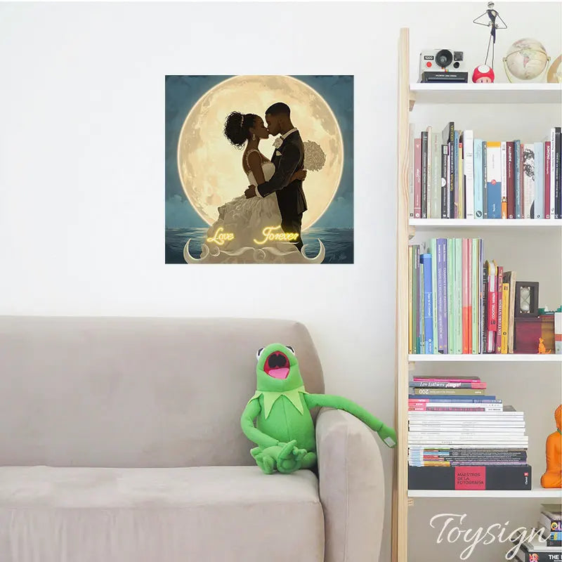Romantic Wedding Neon Light - Moonlit Couple LED Sign, Perfect for Weddings, Anniversaries and Home Decor, Love Forever Theme