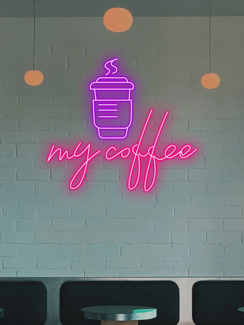 Toysign My Coffee Neon Sign Wall Light – Modern LED Coffee Art for Cafés or Kitchens, Perfect for Coffee Lovers and Cozy Spaces
