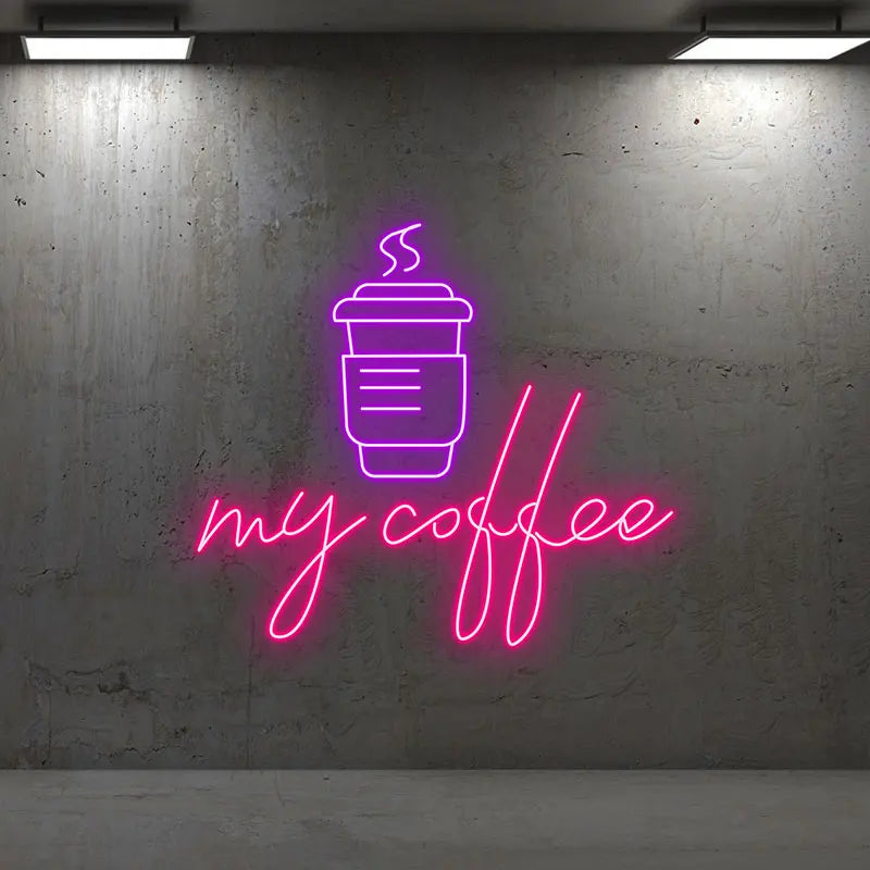 Toysign My Coffee Neon Sign Wall Light – Modern LED Coffee Art for Cafés or Kitchens, Perfect for Coffee Lovers and Cozy Spaces