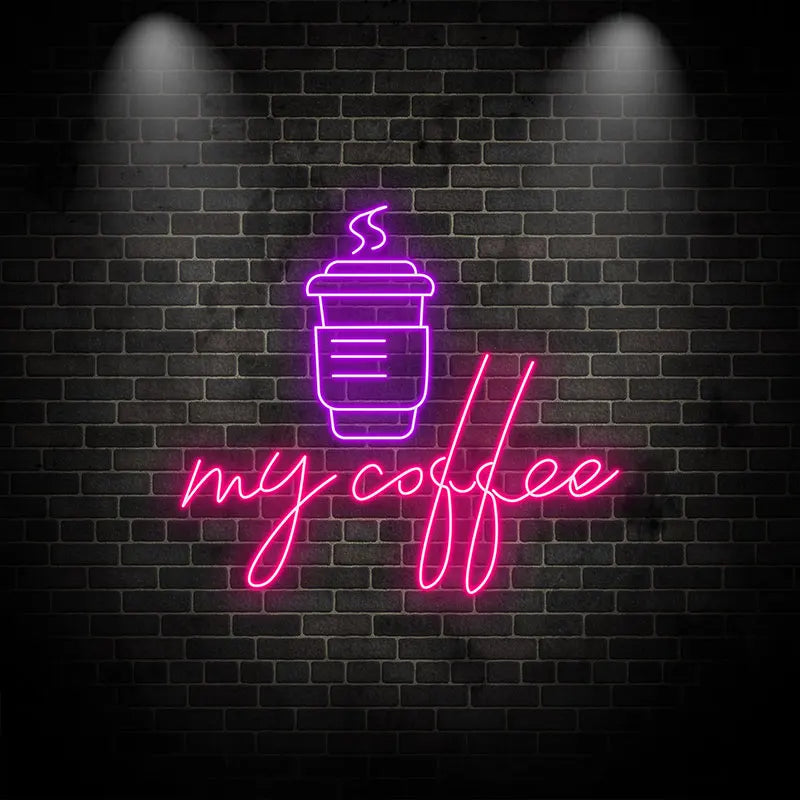 Toysign My Coffee Neon Sign Wall Light – Modern LED Coffee Art for Cafés or Kitchens, Perfect for Coffee Lovers and Cozy Spaces