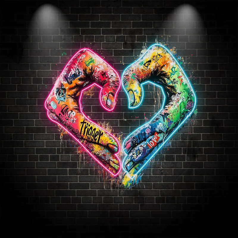 Hands Gesturing Love Acrylic Custom Neon Sign, Personalized LED Neon Sign Light, Creative Gift Neon Light For Home Decor
