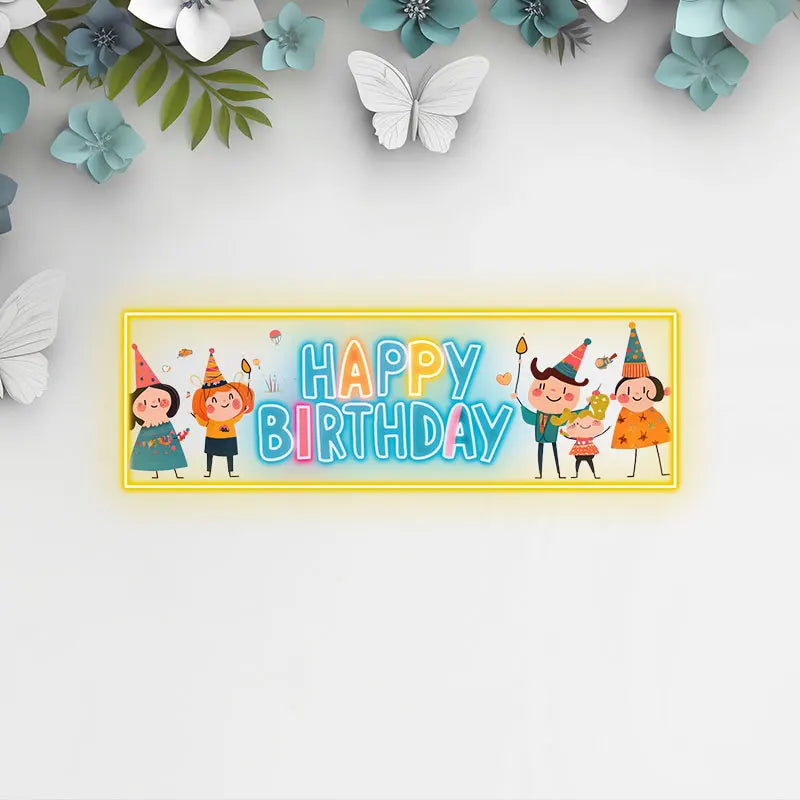 Colorful Happy Birthday Neon Sign, Fun Cartoon Style Party Decor, Perfect for Kids Bedroom, Kids Celebration & Birthday Party!