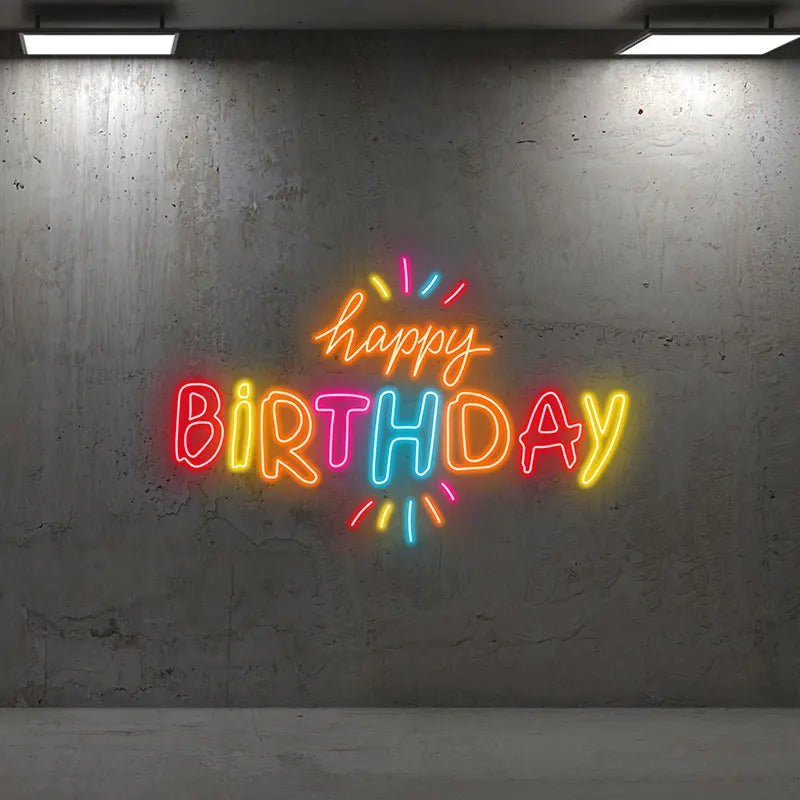 Toysign Custom Neon Light, Colorful Happy Birthday Neon Sign – LED Wall Decor for Birthdays, Party Decorations, and Photo Props