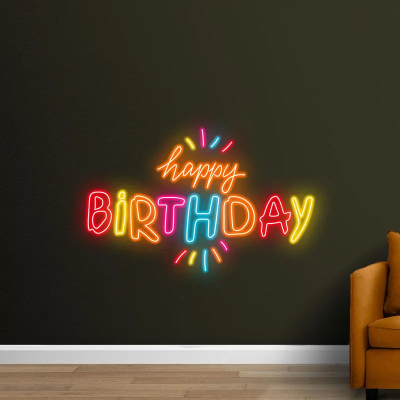 Toysign Custom Neon Light, Colorful Happy Birthday Neon Sign – LED Wall Decor for Birthdays, Party Decorations, and Photo Props