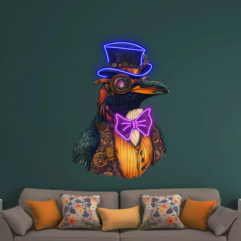 Toysign Steampunk Bird Neon Wall Decor – Retro LED Light with a Victorian Vibe, Perfect for Café, Bar or Gaming Room,Unique Gift