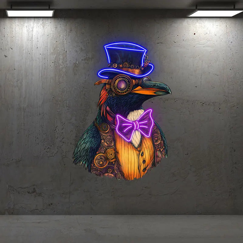 Toysign Steampunk Bird Neon Wall Decor – Retro LED Light with a Victorian Vibe, Perfect for Café, Bar or Gaming Room,Unique Gift
