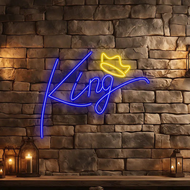 Toysign Custom Neon Light, Bold "King" Neon LED Wall Light with Crown - Regal Decor for Man Cave, Bar & Office Wall, Unique Gift