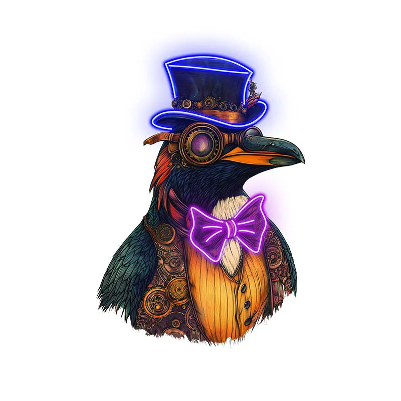 Toysign Steampunk Bird Neon Wall Decor – Retro LED Light with a Victorian Vibe, Perfect for Café, Bar or Gaming Room,Unique Gift