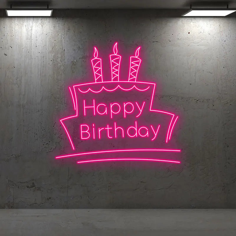 Toysign Neon Light, Happy Birthday Neon Sign with Cake & Candles - Perfect Party Decoration LED Light for All Ages, Unique Gift
