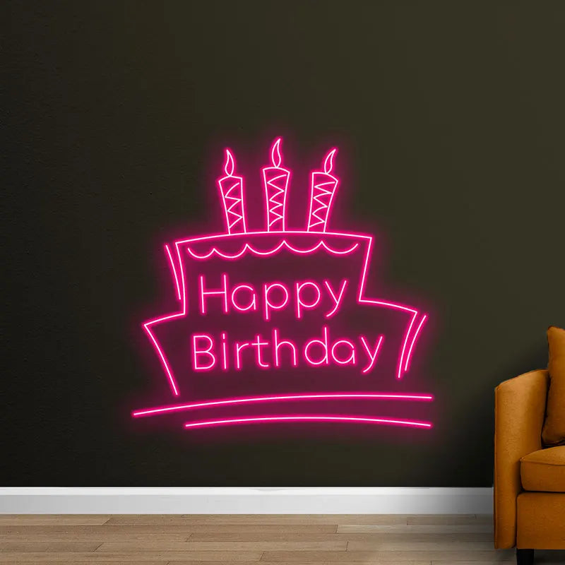 Toysign Neon Light, Happy Birthday Neon Sign with Cake & Candles - Perfect Party Decoration LED Light for All Ages, Unique Gift