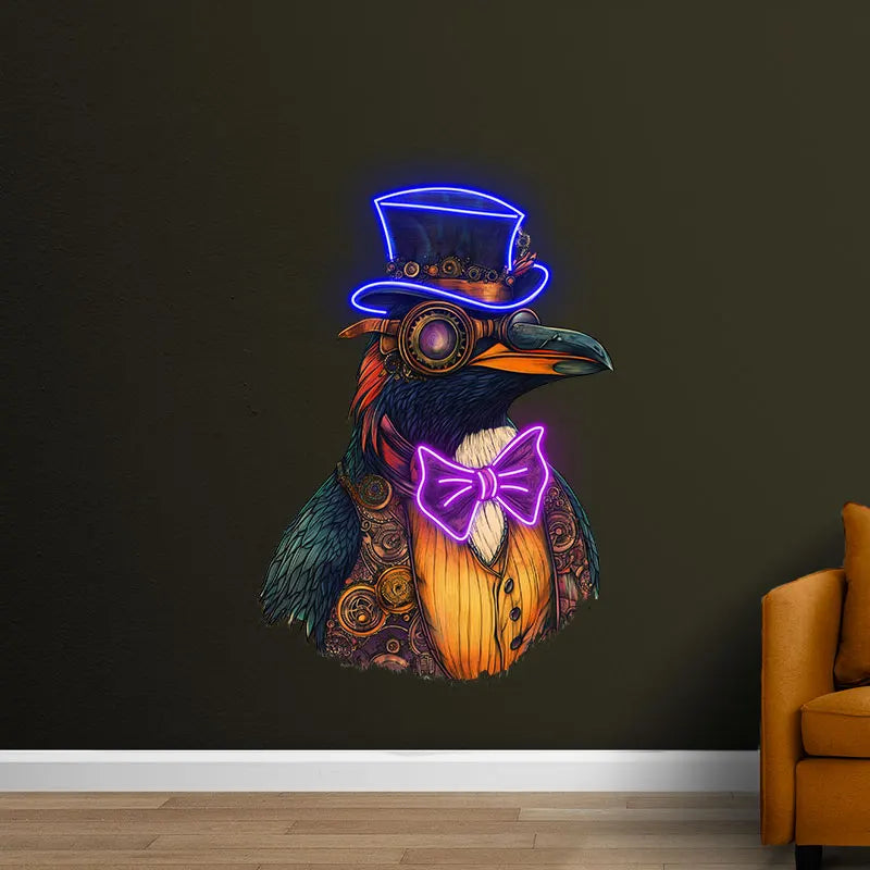 Toysign Steampunk Bird Neon Wall Decor – Retro LED Light with a Victorian Vibe, Perfect for Café, Bar or Gaming Room,Unique Gift