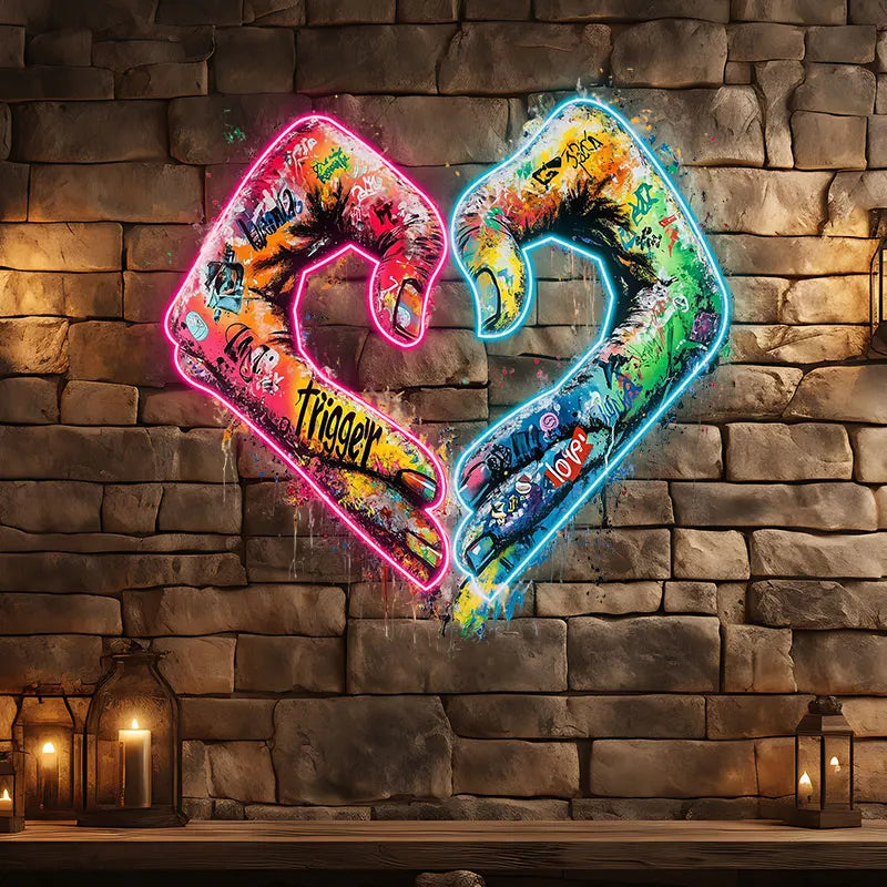Hands Gesturing Love Acrylic Custom Neon Sign, Personalized LED Neon Sign Light, Creative Gift Neon Light For Home Decor